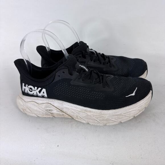 Hoka One One Arahi 7 Athletic Sneakers Women's 7.5 Black White Lace-Up Low Top - Picture 2 of 10